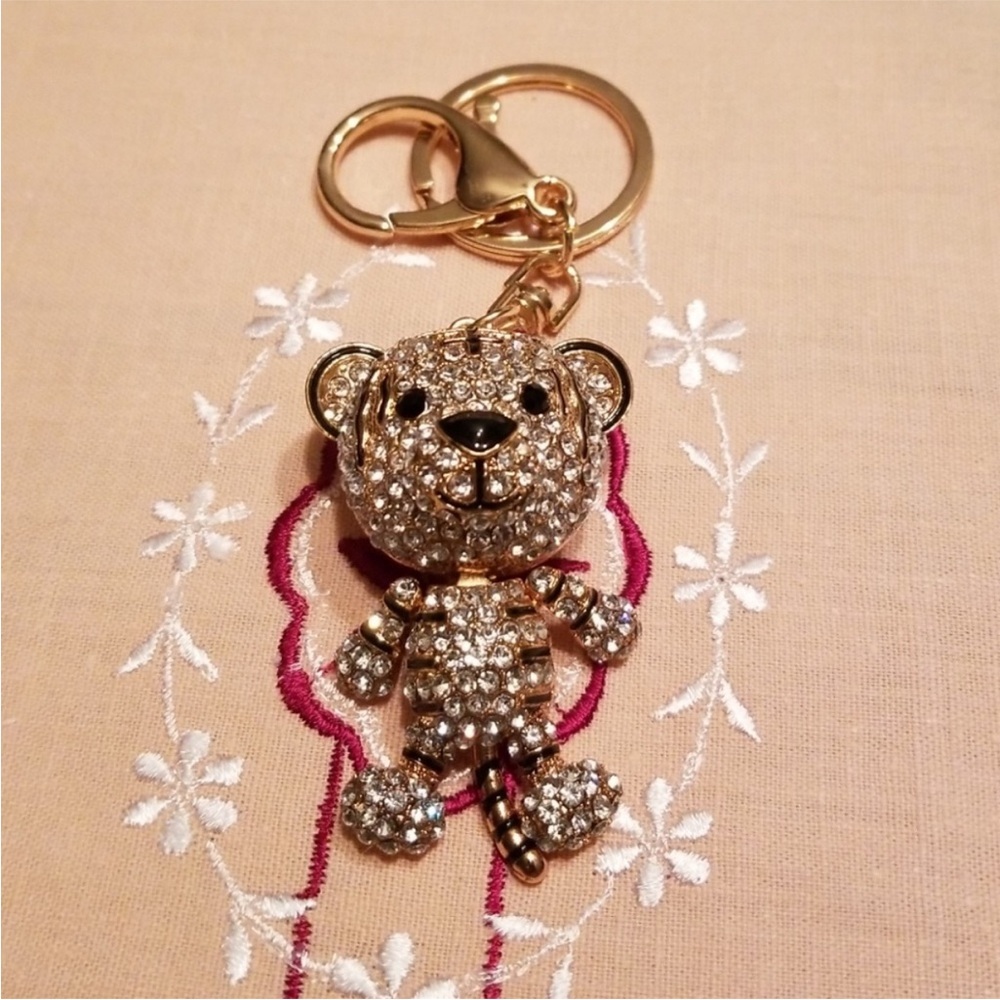 UNBRANDED TIGER Rhinestone Handbag / Purse Charm Accessory Gold - Picture 10 of 12